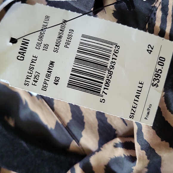 Ganni Animal Print Button Front 100% Cotton Dress - Picture 12 of 12